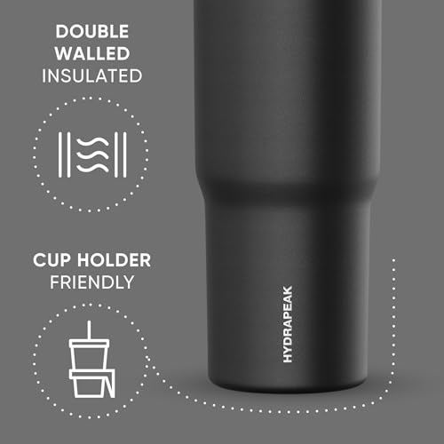 Hydrapeak Nomad 24 oz Tumbler with Handle and Straw Lid, Leakproof, Double Insulated, 24oz Cup Stainless Steel (Blush)