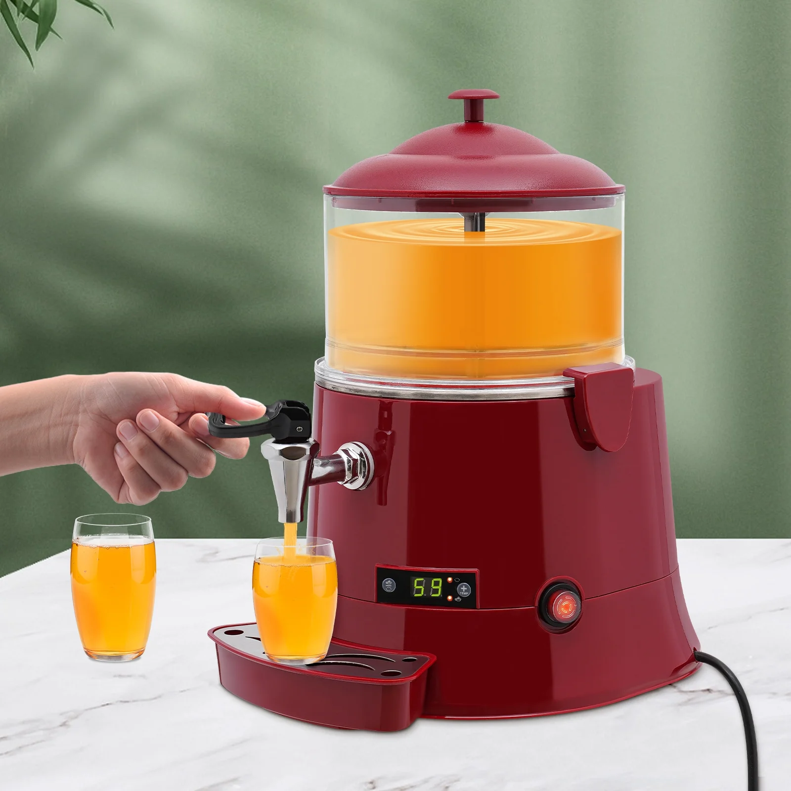 Fichiouy Commercial Hot Chocolate Dispenser Stainless Steel Electric Hot Chocolate Heating and Mixing Machine 5L