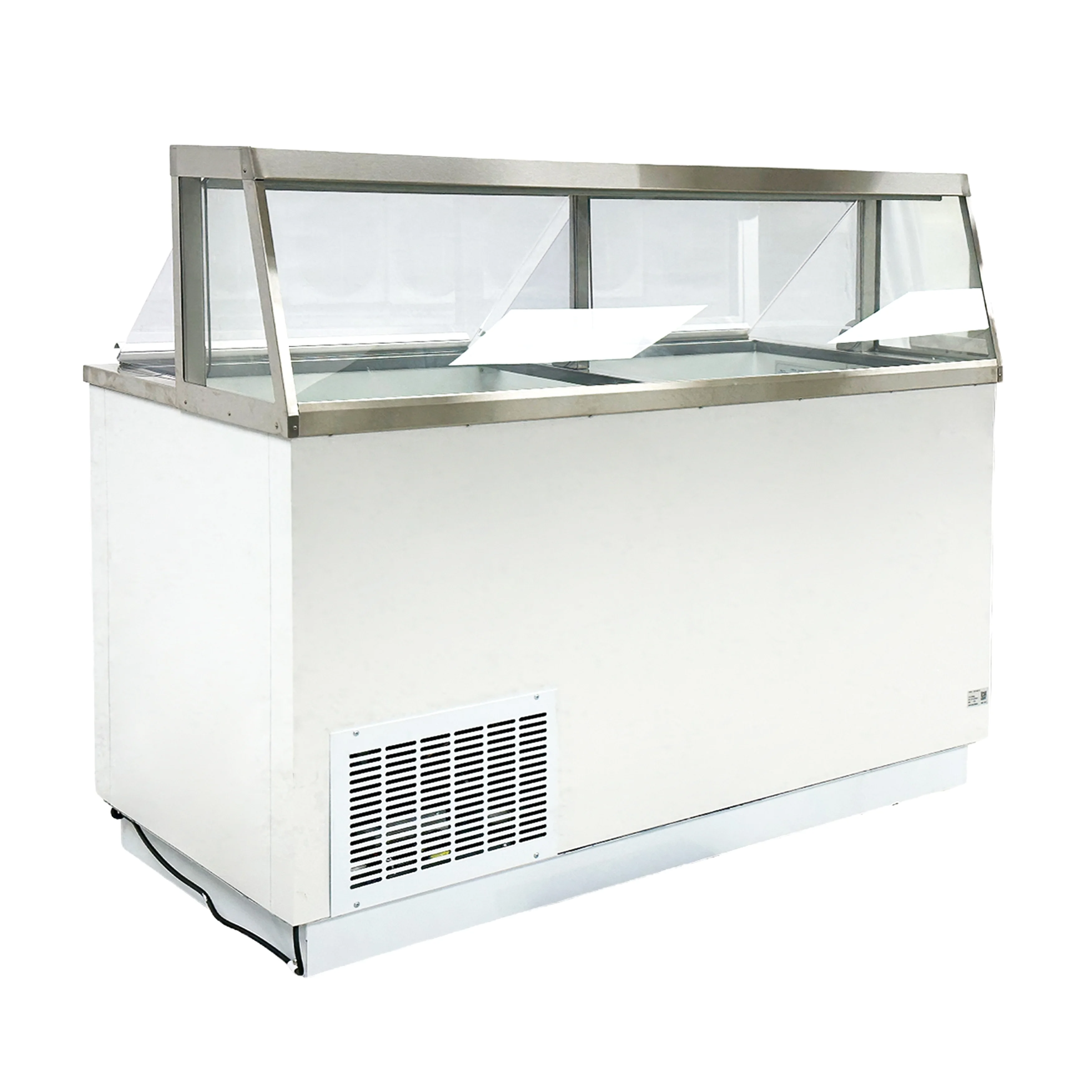 68 in. 12 Tub Ice Cream Gelato Dipping Cabinet Display Freezer, Understorage Big Capacity, Viewing Window, White