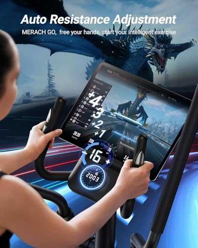 MERACH Elliptical Exercise Machine for Home Use, Elliptical Machine with Hyper-Quiet Magnetic Drive System, 16-Level Resistance Adjustment, 15.5IN Stride, 350LBS Loading Capacity, MERACH App