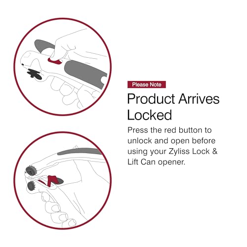 Zyliss Lock N' Lift Manual Can Opener With Lid Lifter Magnet, Red