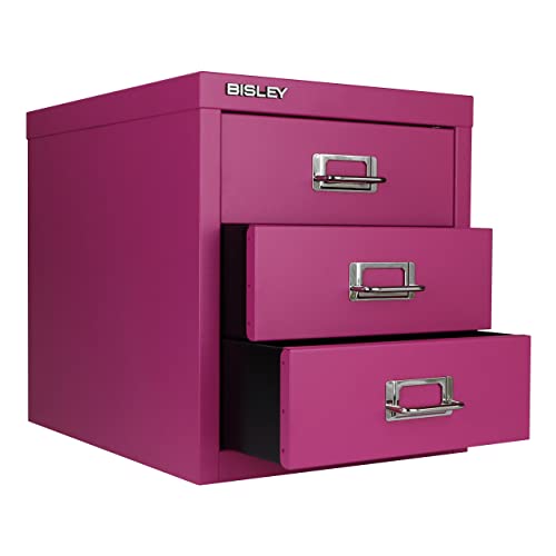 Bisley 10-Drawer Steel MultiDrawer Cabinet - Black, Chrome Pull Handles with Label Holders, Powder-Coated Steel, Removable Drawers, Fits Under Most Desks, Labels Included