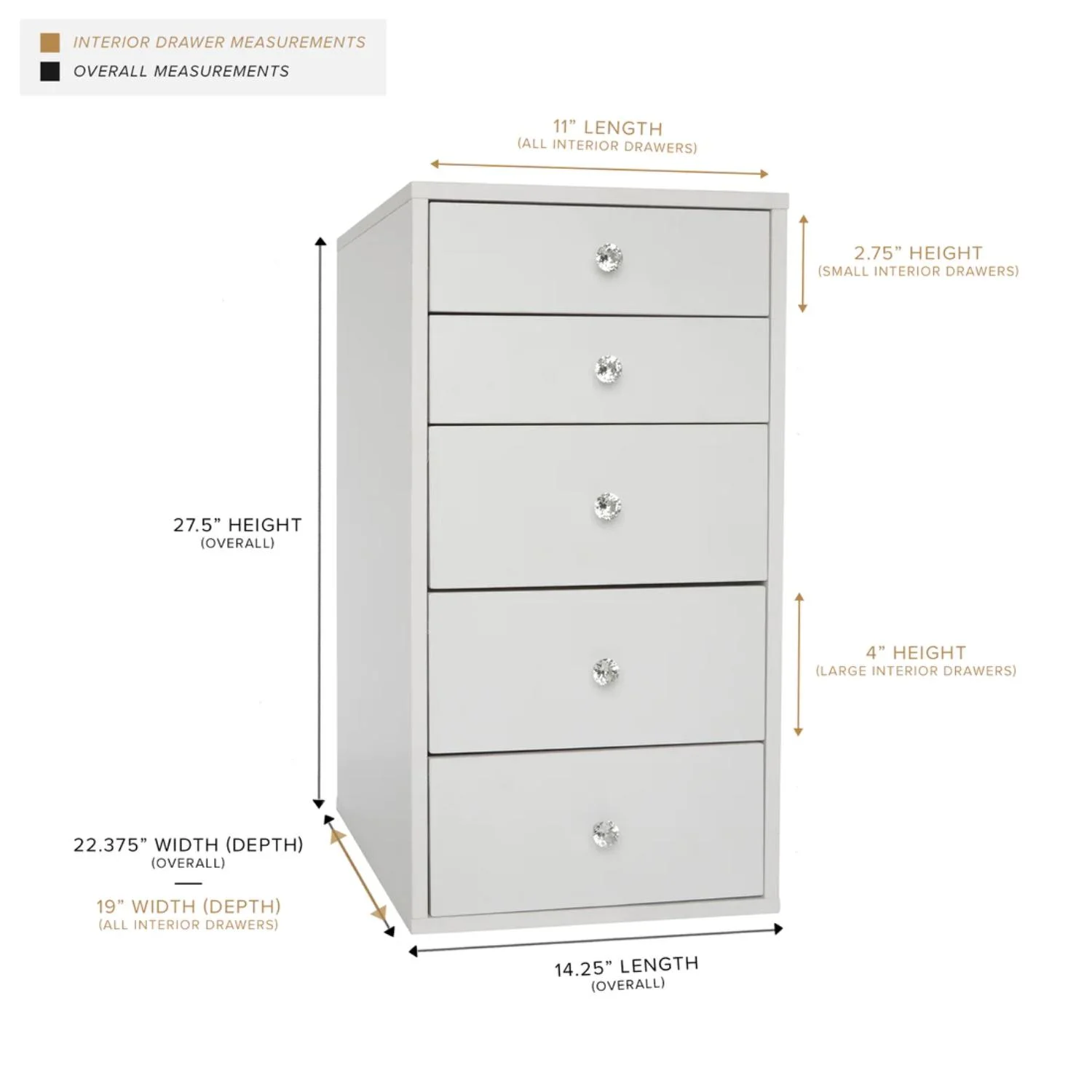 Impressions Vanity SlayStation 5-Drawer Pair Makeup Vanity Storage Unit (Bright White)