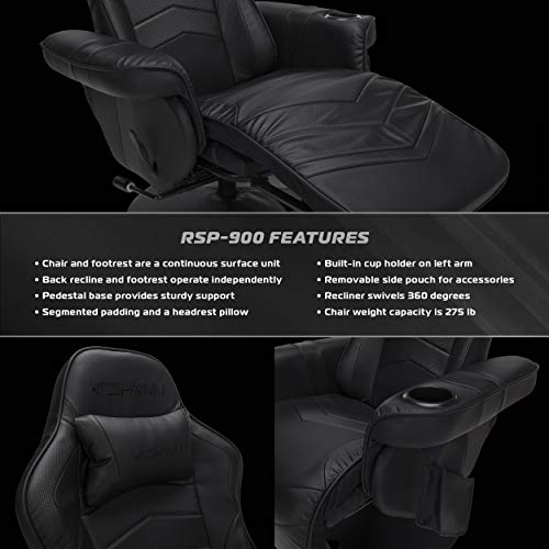 RESPAWN 900 Racing Style Gaming Recliner, Reclining Gaming Chair, in Gray RSP 900 GRY