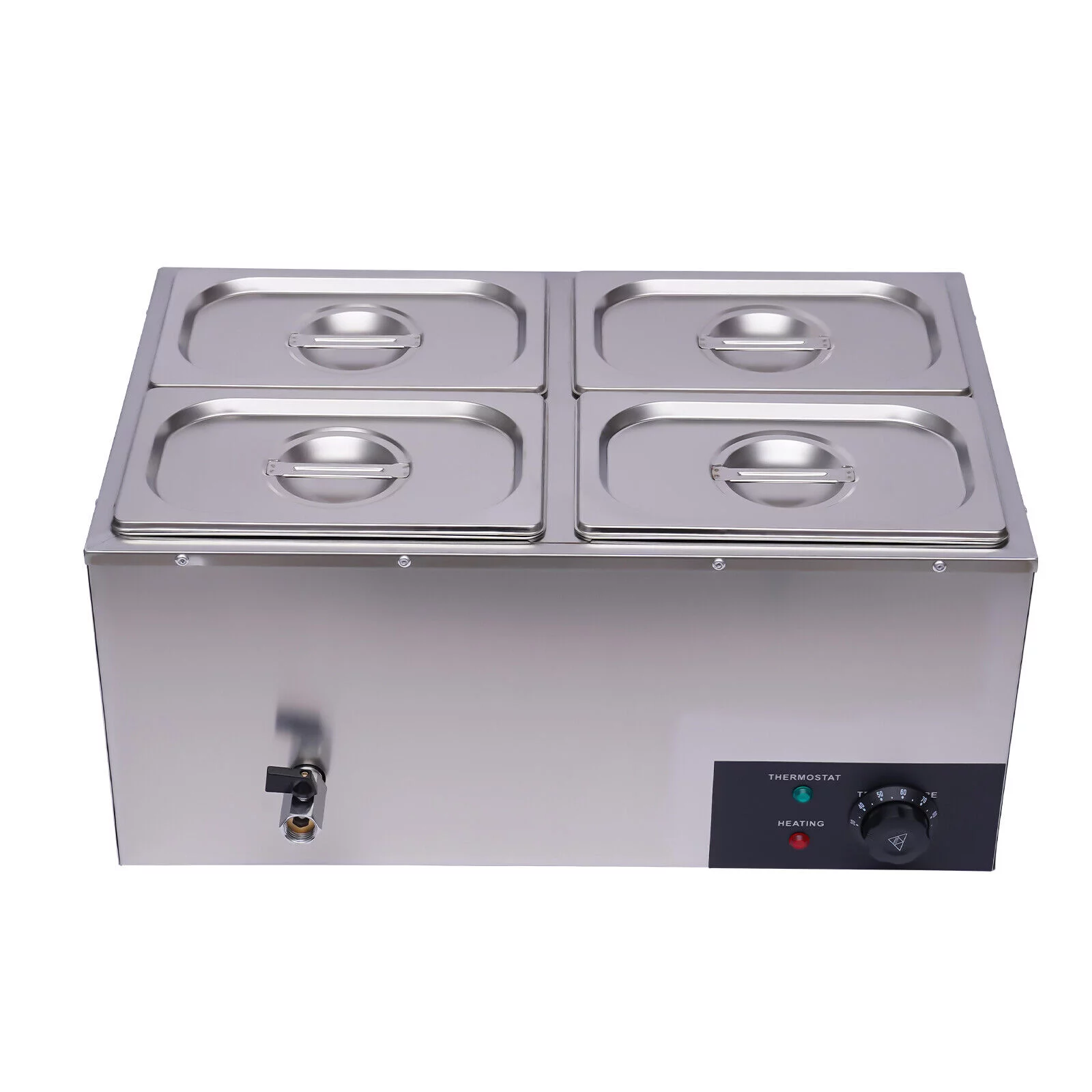 Miumaeov 110V 4-Pan Commercial Food Warmer with Adjustable Temperature Home Food Steam Table Electric Countertop Restaurant Warming Buffet Server