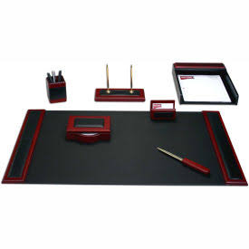 Dacasso Rosewood u0026 Leather 7-Piece Desk Set