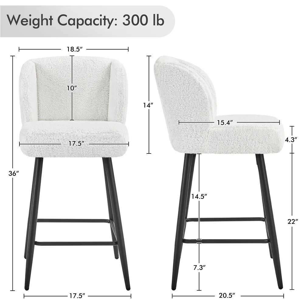 Yaheetech 26.5'' Upholstered Bar Stools, Set of 2, White