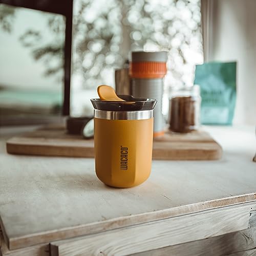 WACACO Octaroma Classico Vacuum Insulated Coffee Mug, Double-wall Stainless Steel Travel Tumbler With Drinking Lid, 6 fl oz (180ml), Carmine Red