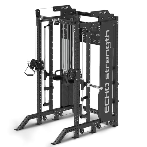 Commercial Functional Trainer Cable Machine with Dual Weight Stacks, Power Cage Squat Rack, Dual Cable Crossover Machine with Pulley System