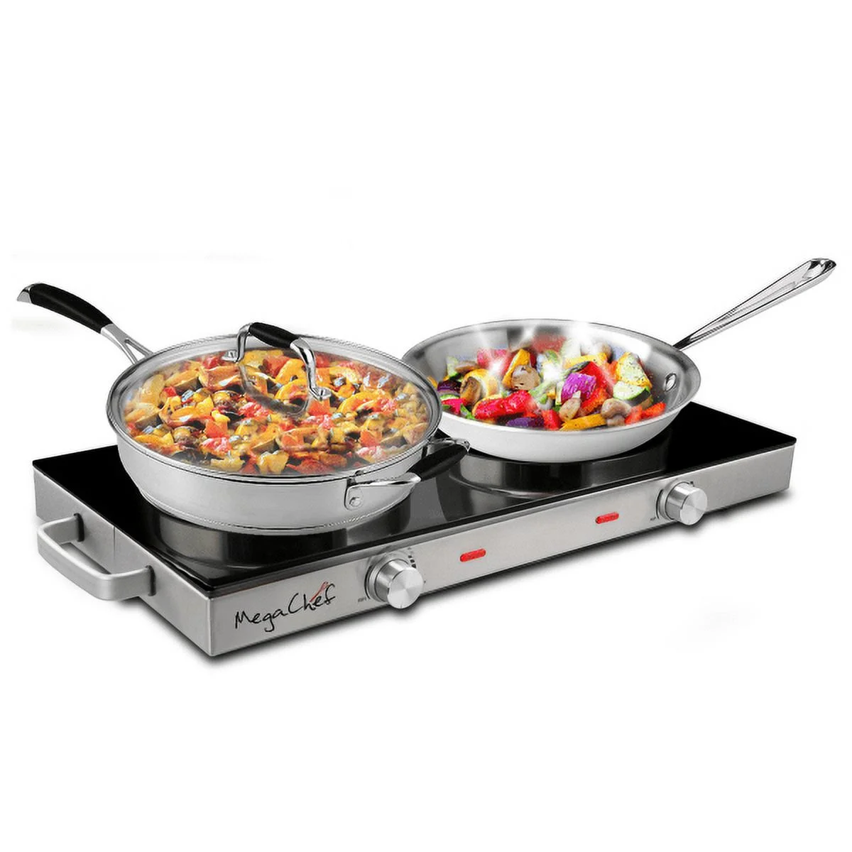 MegaChef Ceramic Infrared Double Electrical Cook Top, Silver