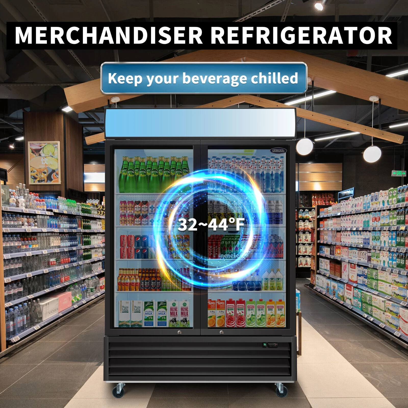 2 Glass Door Refrigerator Cooler Soda Beverage Display Merchandiser Bar ETL NSF