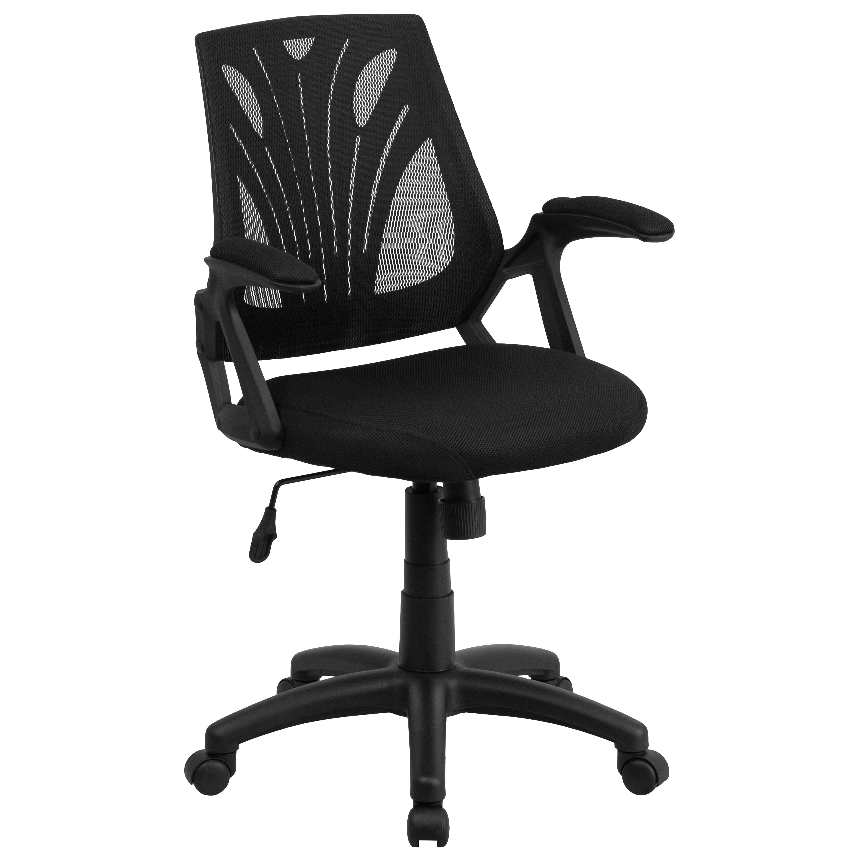 A Line Furniture Kai Black Swivel Adjustable Office Chair with Mesh Padded Seat