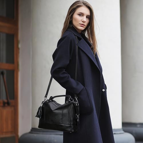 HESHE Womens Genuine Leather Handbags Purse Crossbody Satchel Tote Bags Ladies Real Leather Bags