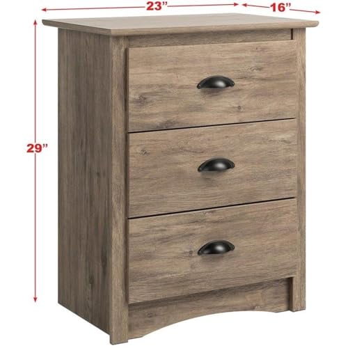 Prepac Sonoma Traditional Tall Nightstand Side Table with 3 Drawers, Functional Tall 3-Drawer Bedside Table 16