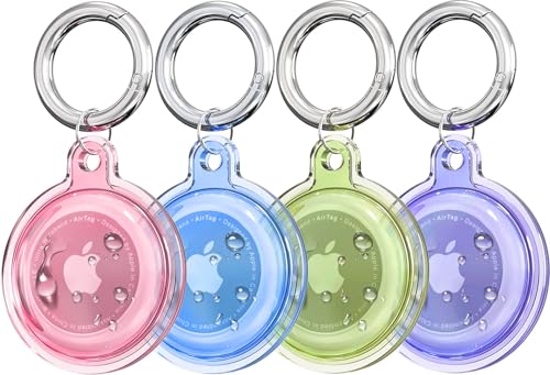 Galafoki Airtag Holder, 1 Pack Waterproof Apple Airtag with Airtag Keychain, Apple Airtags Case Shockproof & Scratchproof for for Pet Tracking, Bags, Kids, Keys, Luggage - Clear