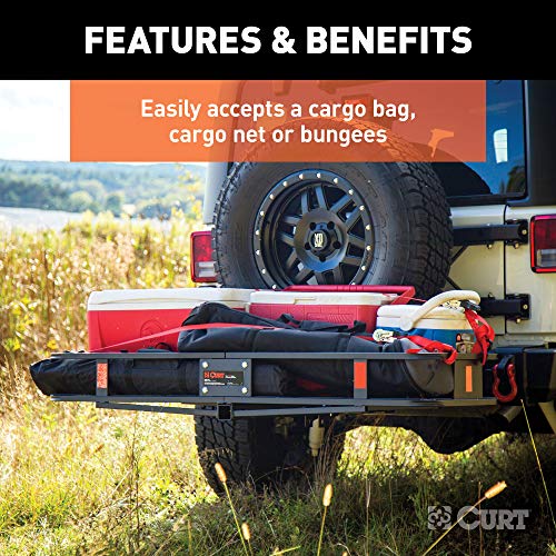CURT 18152 60 x 24-Inch Basket Hitch Cargo Carrier, 500 lbs Capacity, Black Steel, 2-in Fixed Shank