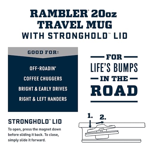 YETI Rambler 20 oz Travel Mug, Stainless Steel, Vacuum Insulated with Stronghold Lid