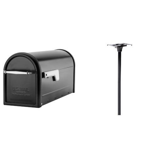 Architectural Mailboxes Chadwick Galvanized Steel Post Mount Mailbox, 8950B-10, Black, Medium Capacity