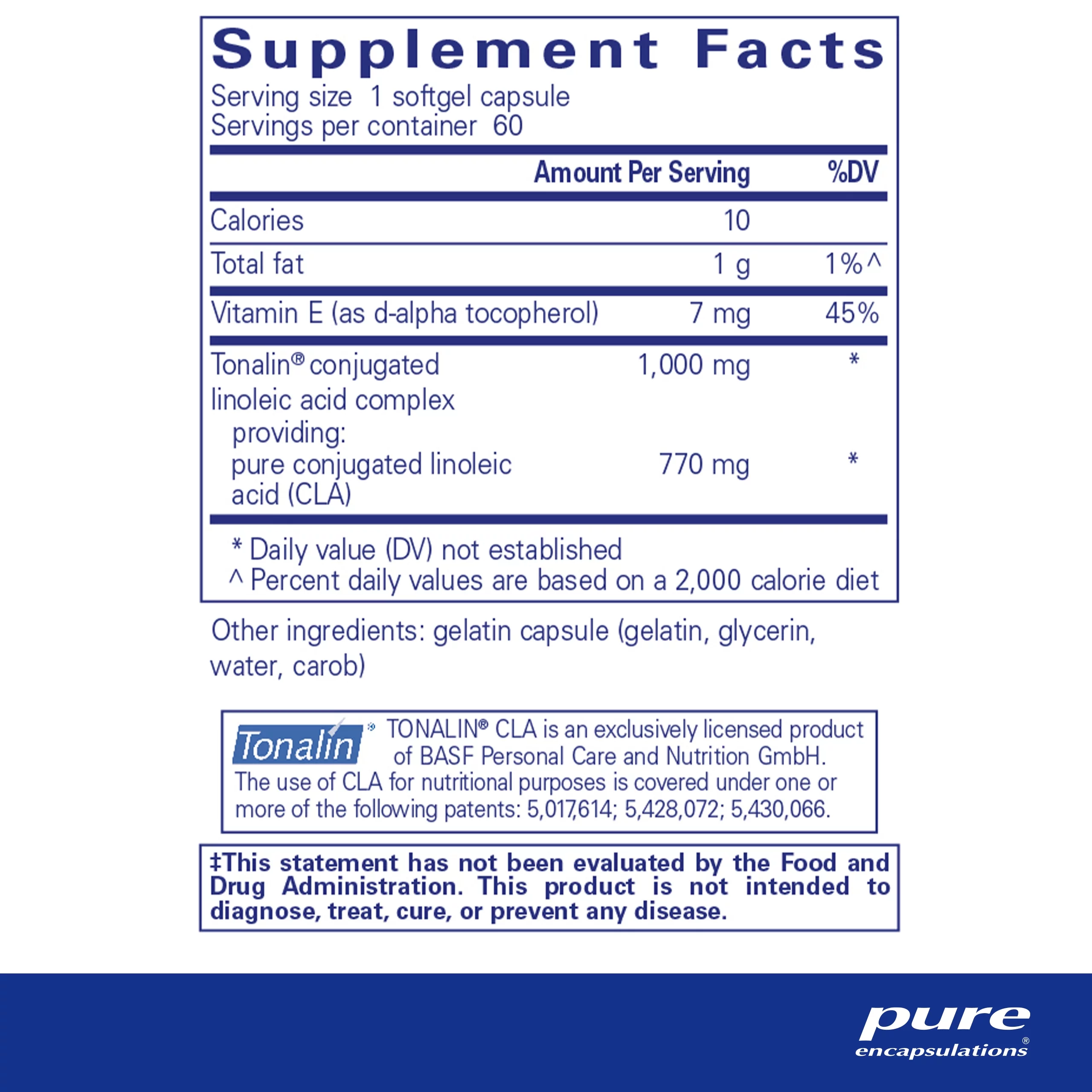 Pure Encapsulations CLA (Conjugated Linoleic Acid) 1,000 mg | Promotes Healthy Body Composition with Healthy Diet and Exercise* | 60 Softgel Capsules
