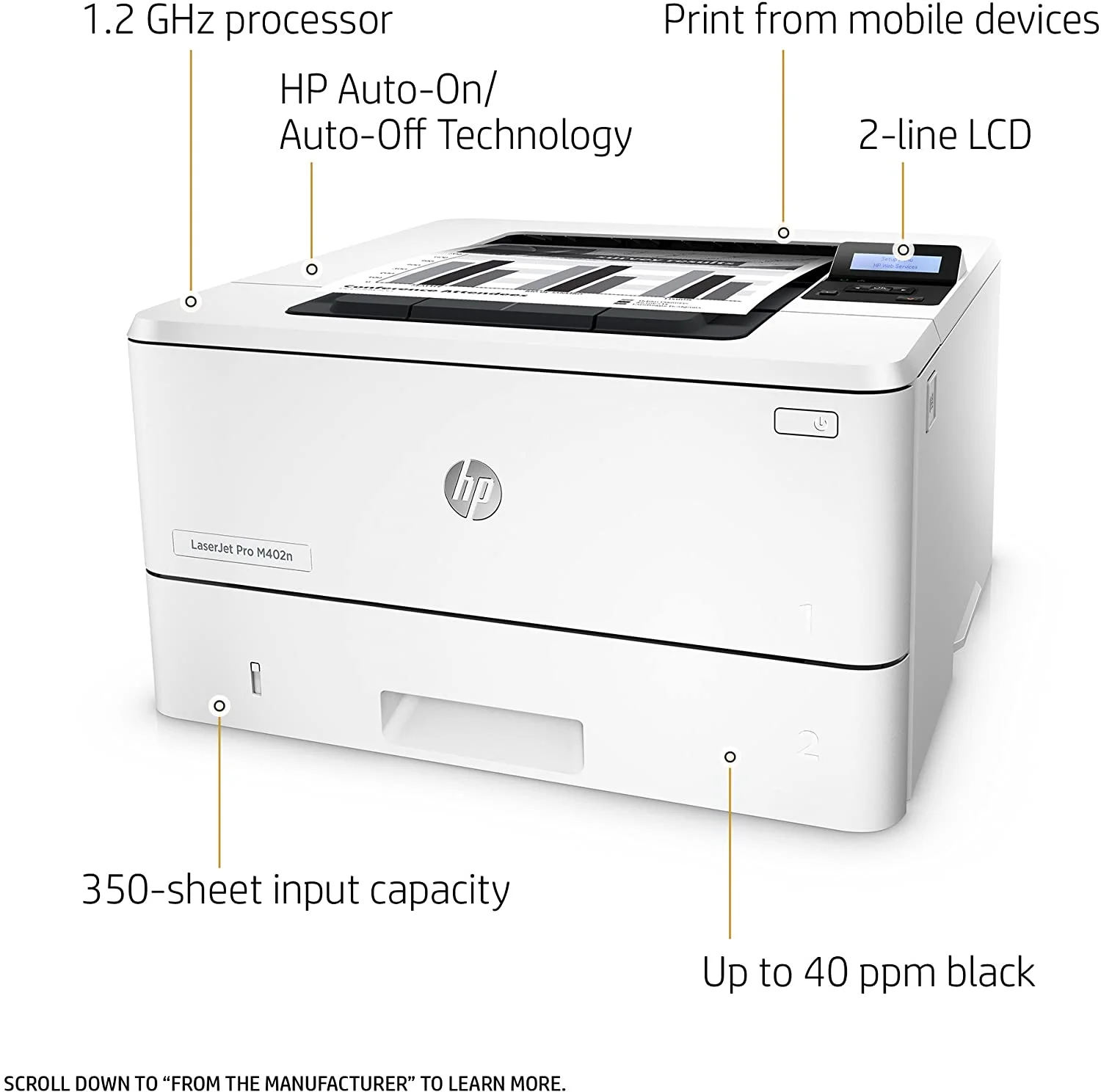 Hewlett-Packard LaserJet Pro M402n Laser Printer with Built-in Ethernet (C5F93A)