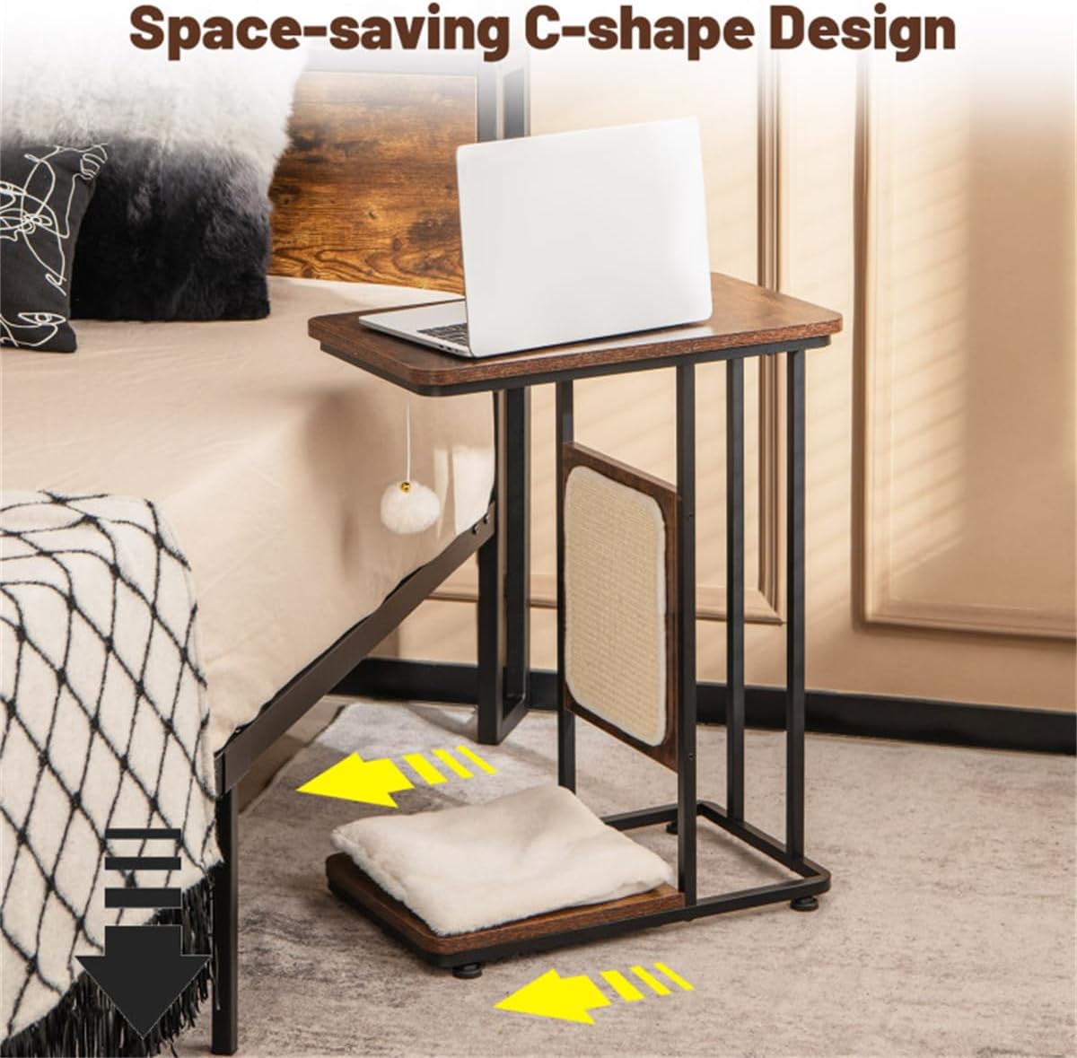 Cat End Table, Cat Table with Scratching, Cat Side Table, Nightstand, for Living Room, Bedroom, Industrial Style,End Table Cat Furniture for Livingroom Bedroom Home Decor