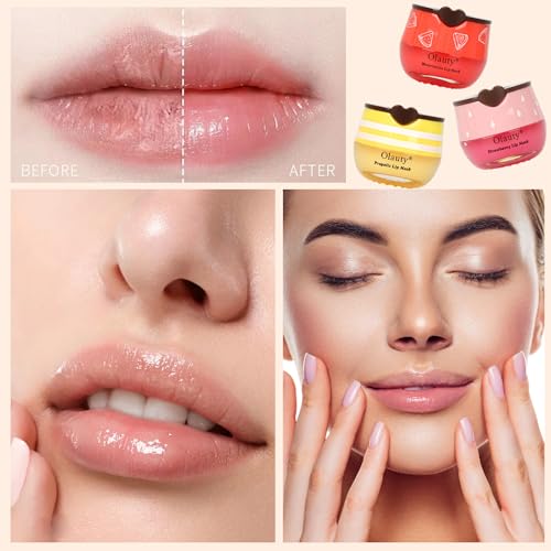 4 PCS Bee Lip Balm Lip Mask Honey Pot, Honey & Strawberry & Watermelon & Apple Lime Lip Sleeping Mask Propolis Moisturizing Lip Balm with Stick, Hydrating Prevention Dry & Cracked