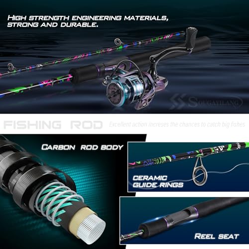 Sougayilang Fishing Rod and Reel Combo, Baitcasting/Spinning Combo, IM7 Graphite Blank Rods with EVA Handle