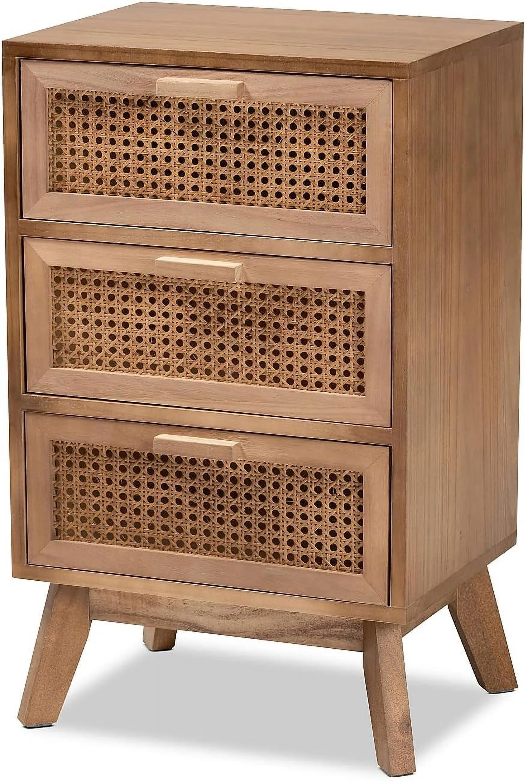 Baden 26-Inch High 3-Drawer Nightstand, Natural Brown And Walnut Brown (201-12259-Hit)