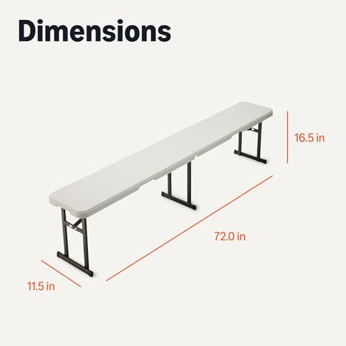 Amazon Basics 6ft Folding Bench, Indoor & Outdoor with Carrying Handle, White
