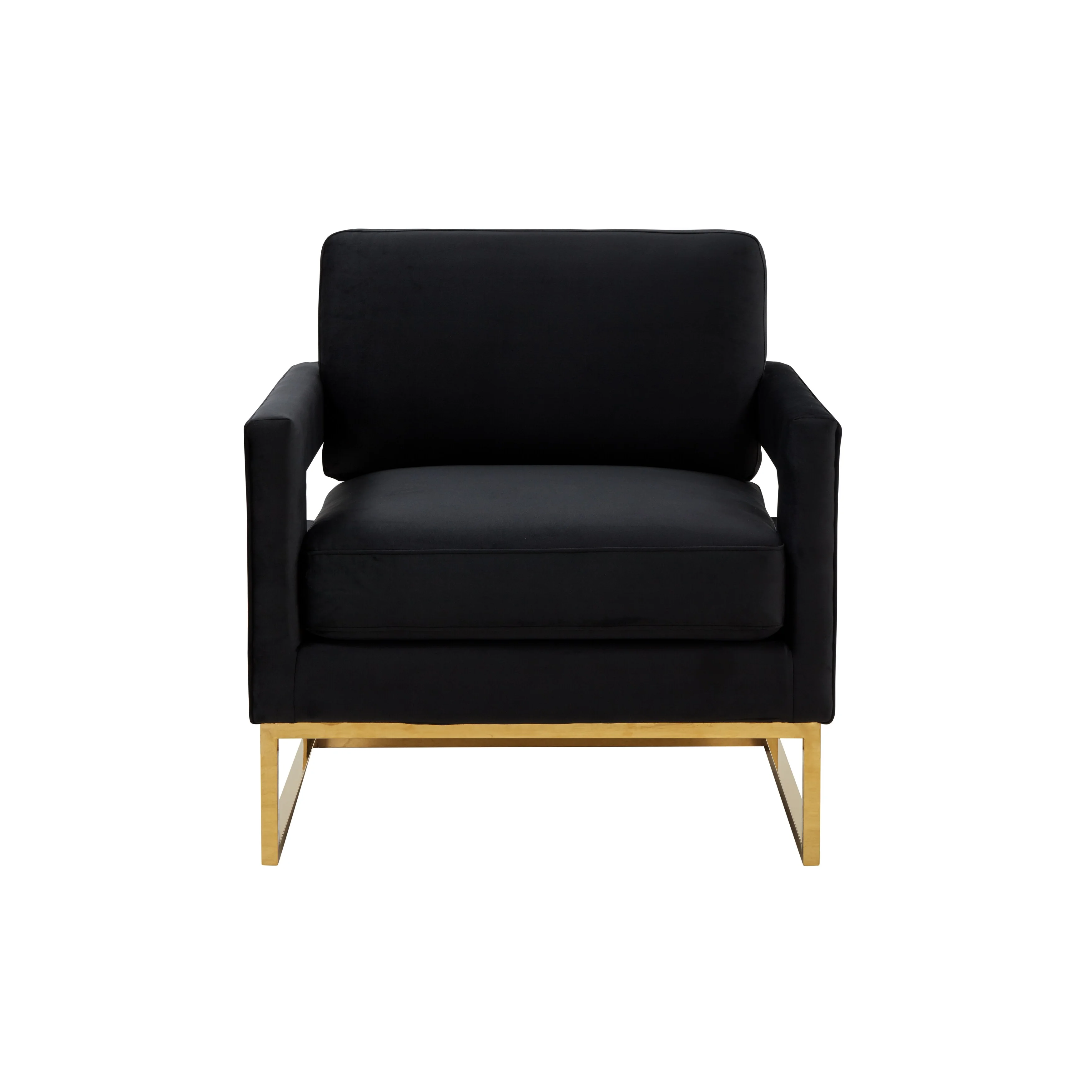 Modrest Edna Modern Black Velvet & Gold Accent Chair