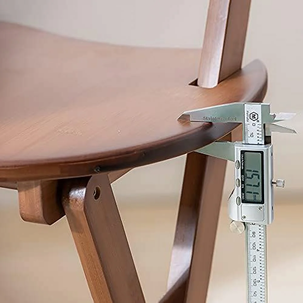 TJUNBOLIFE 24 inch Rustic Folding Wood Stools Wooden Kitchen Counter Height Barstools Dining Chair with Backrest/Footrest  Chairs  75cm