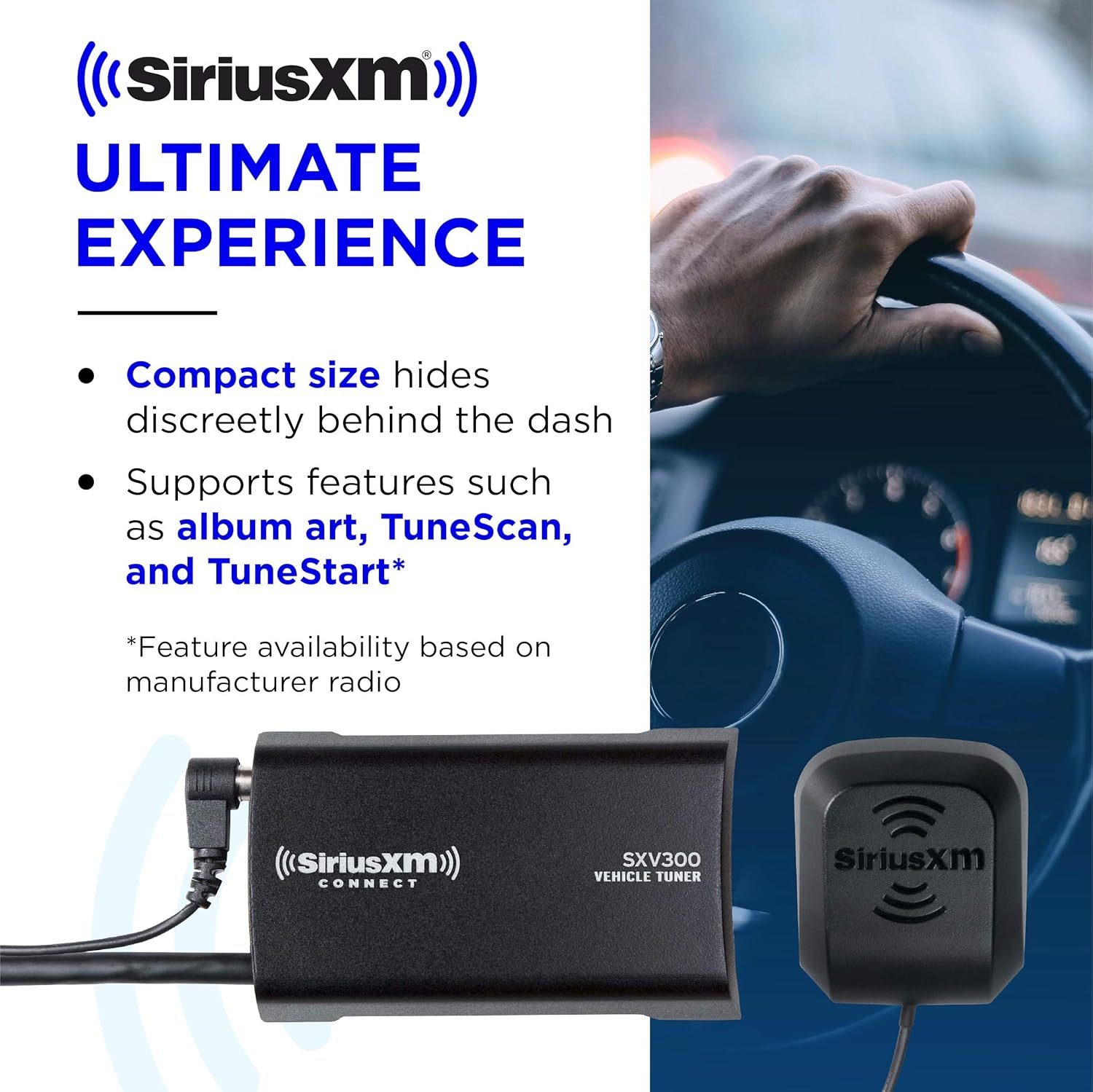 SiriusXM SXV300V1 Satellite Radio Vehicle Tuner, First 12 Months Only $99 OR First 3 Months Free Service w/ Subscription, Add to Any SiriusXM-Ready Car Stereo SXV300V1 Black Pack of 2