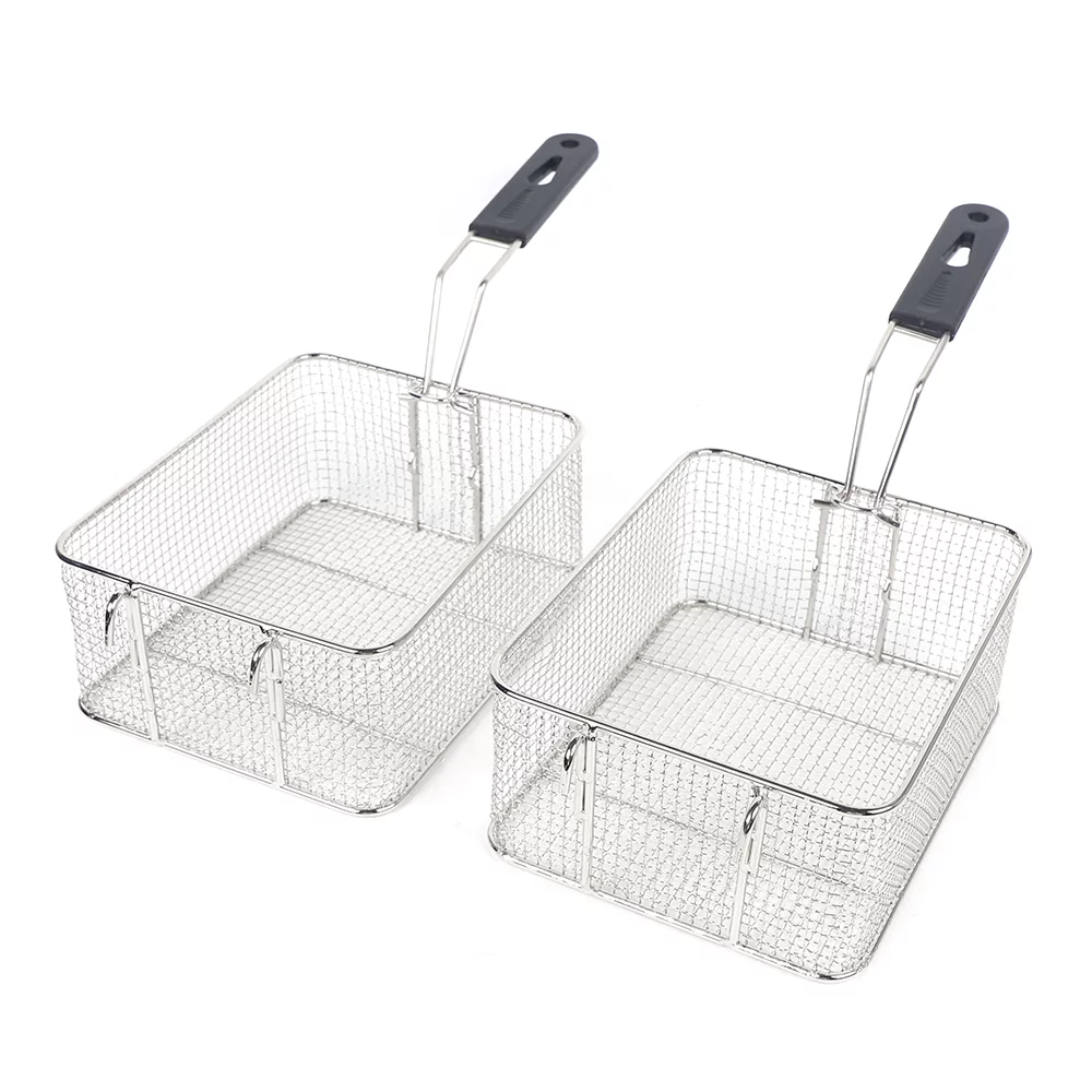 12L Stainless Steel Deep Fryer with 2 Basket and 2 Lid, Table Snack Fryer, Double Cylinder Gas Fryer, White