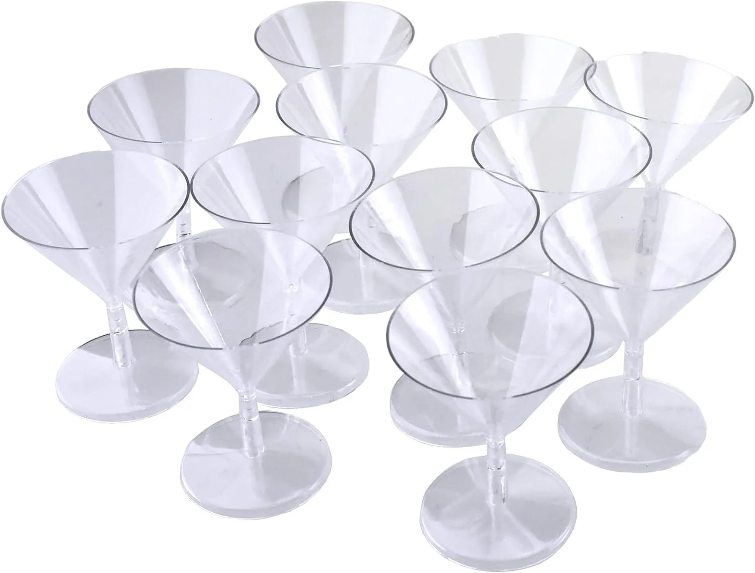 Clear Plastic Martini Glasses, 3-1/2-Inch, 12-Count