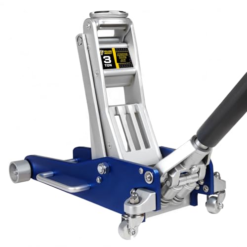 YELLOW JACKET 3 Ton Floor Jack Full Aluminum Ultra Lightweight Quick Rise Racing Floor Car Jack with Dual Pump Fast Lifting Low Profile Jack for Vehicle,6600 lbs Capacity
