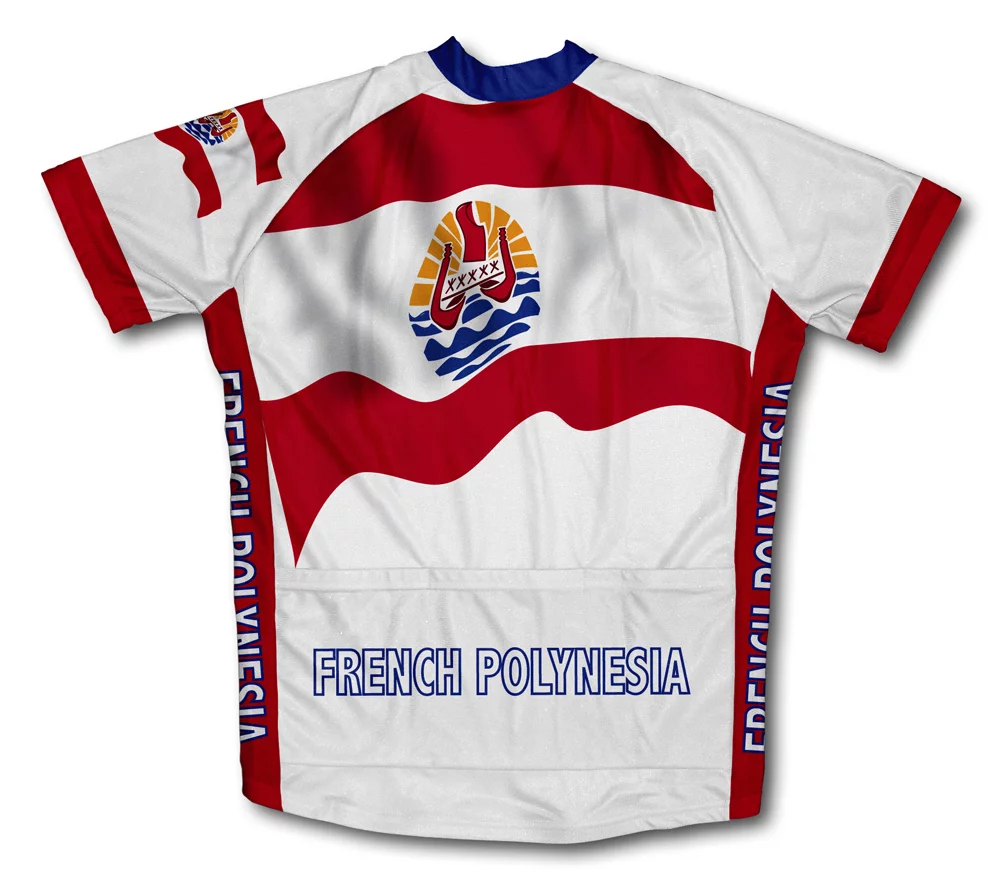 French Polynesia Flag Short Sleeve Cycling Jersey  for Men - Size XS