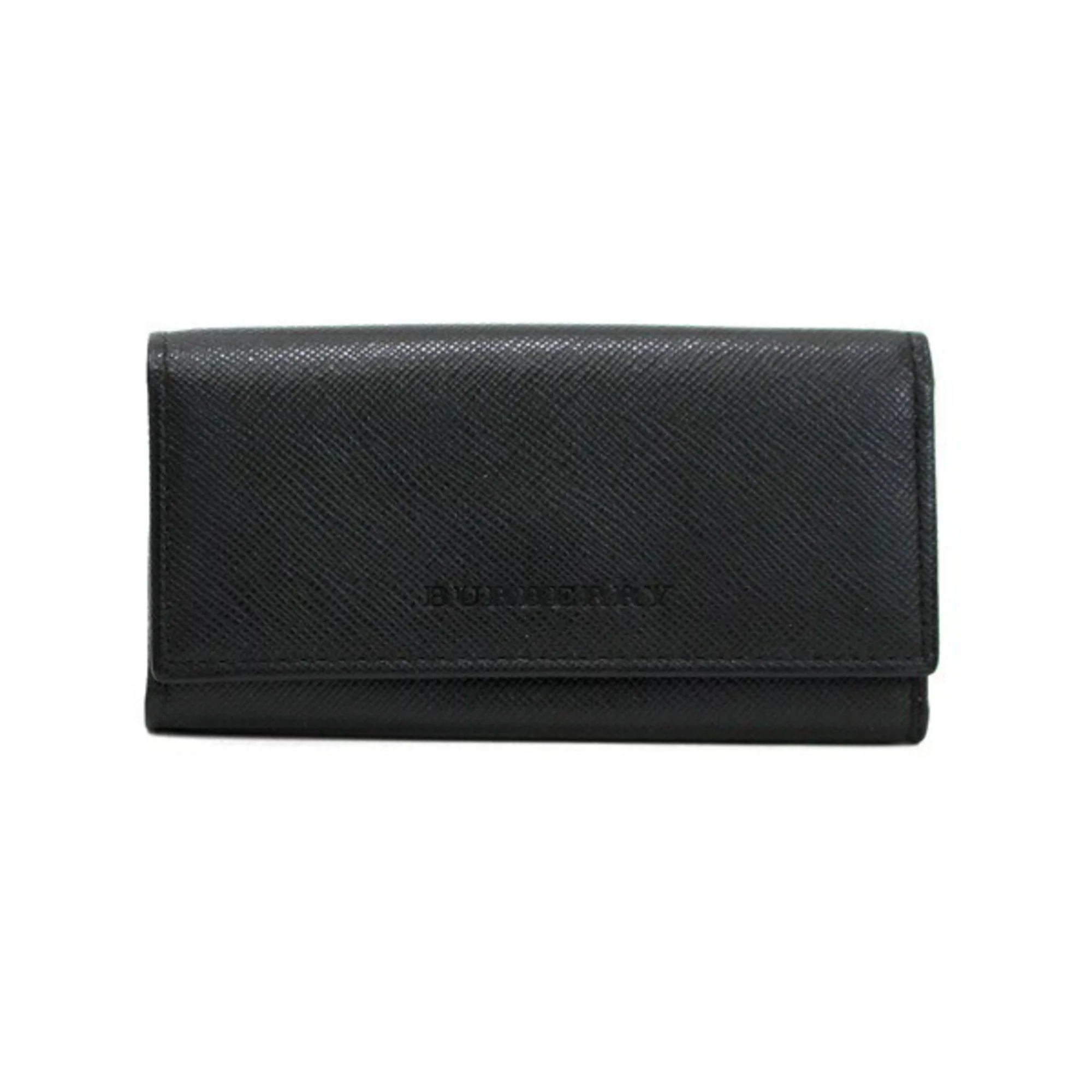 Pre-Owned Burberry 4 row key case black embossed leather BURBERRY (Good)