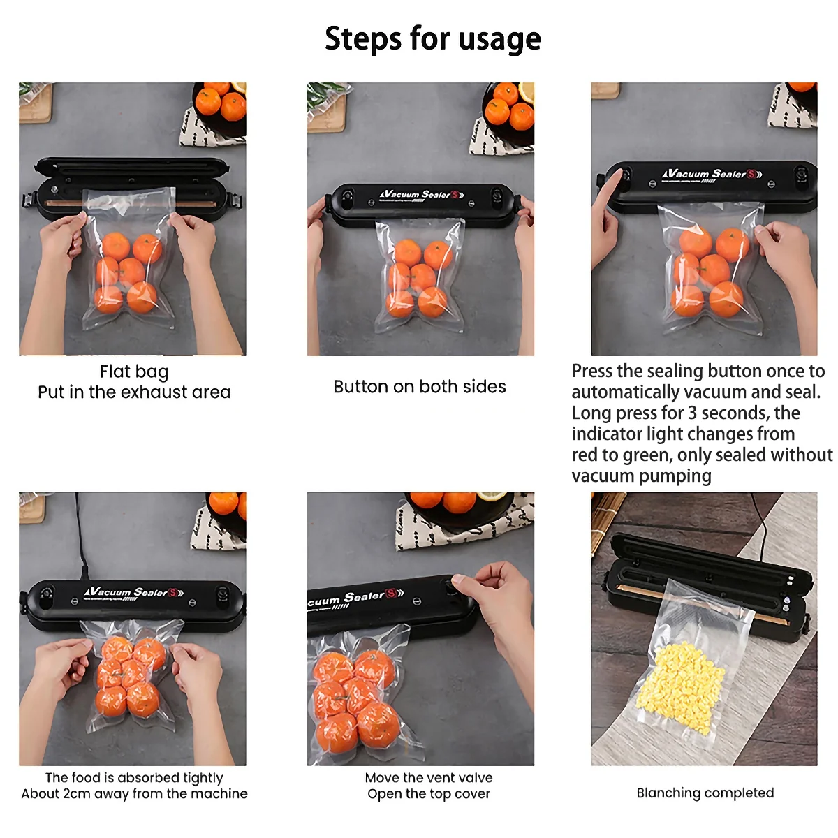 BAJYOJI Automatic Mini Food Vacuum Sealer Machine with 10 Vacuum Sealer Bags Electric Air Sealing Preserver System for Food Saver and Preservation of Home & Commercial