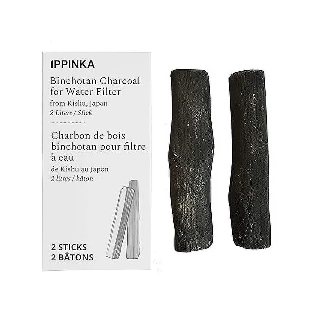 Binchotan Charcoal - Water Purifying Sticks for Great-Tasting Water from Kishu, Japan - Each Stick Filters up to 2 Liters of Water - 2 Sticks