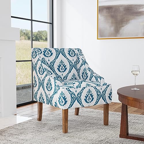 HomePop Velvet Swoop Arm Accent Chair, Suri Blue