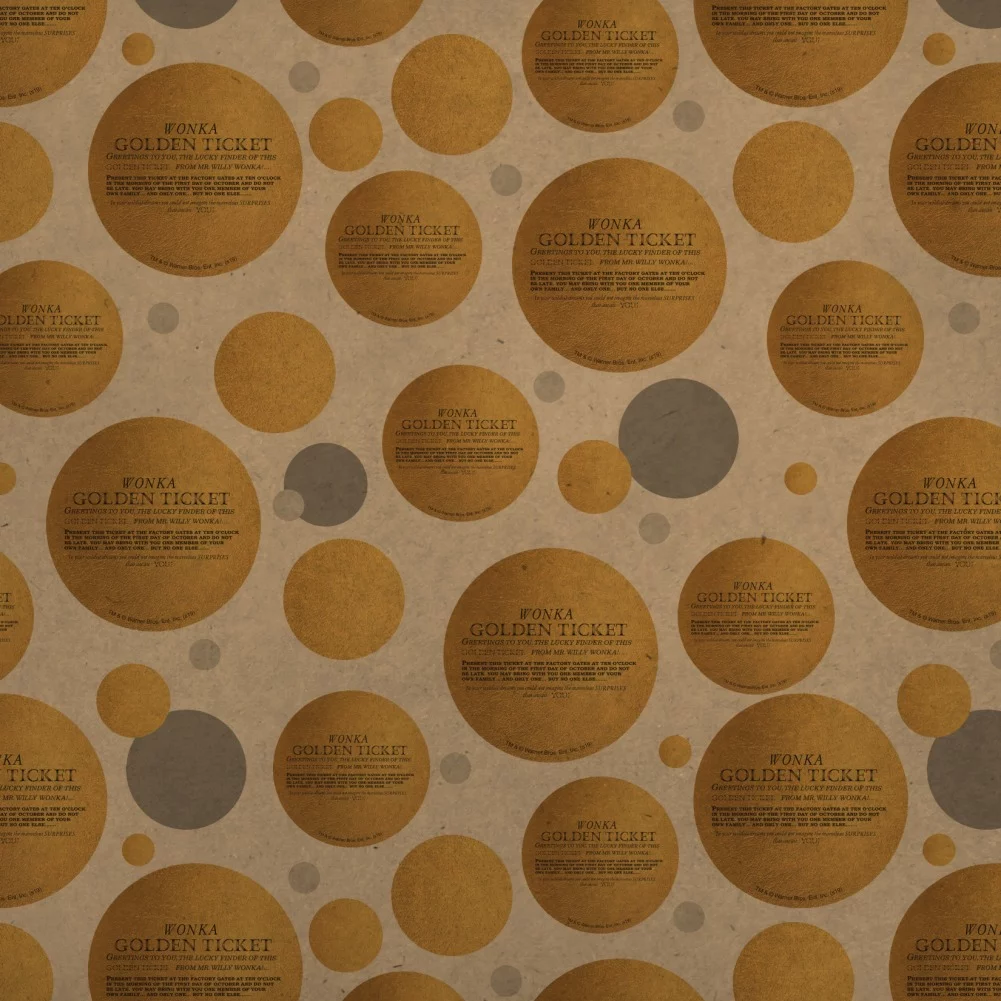 Willy Wonka and the Chocolate Factory Golden Ticket Premium Kraft Gift Wrap Wrapping Paper Roll