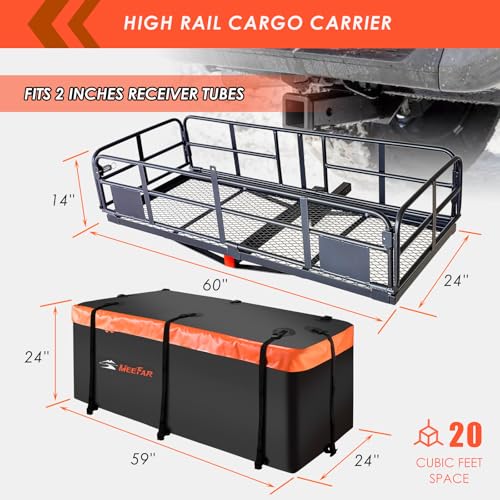 MeeFar Folding Hitch Mount Cargo Carrier Basket 60
