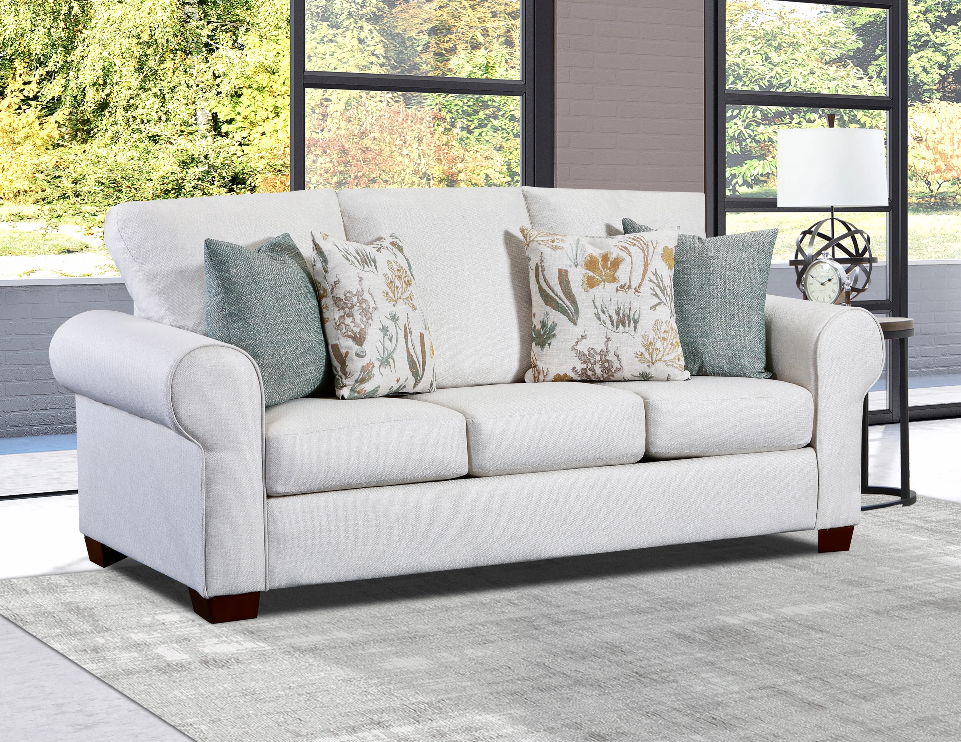 American Furniture Classics Model 8605-41 Beaujardin Sofa Sleeper with Four Throw Pillows