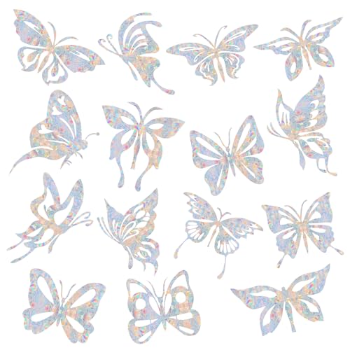 36PCS Snowflake Window Stickers Anti Collision Decals to Save Birds - Non Adhesive Prismatic Vinyl Rainbow Stickers
