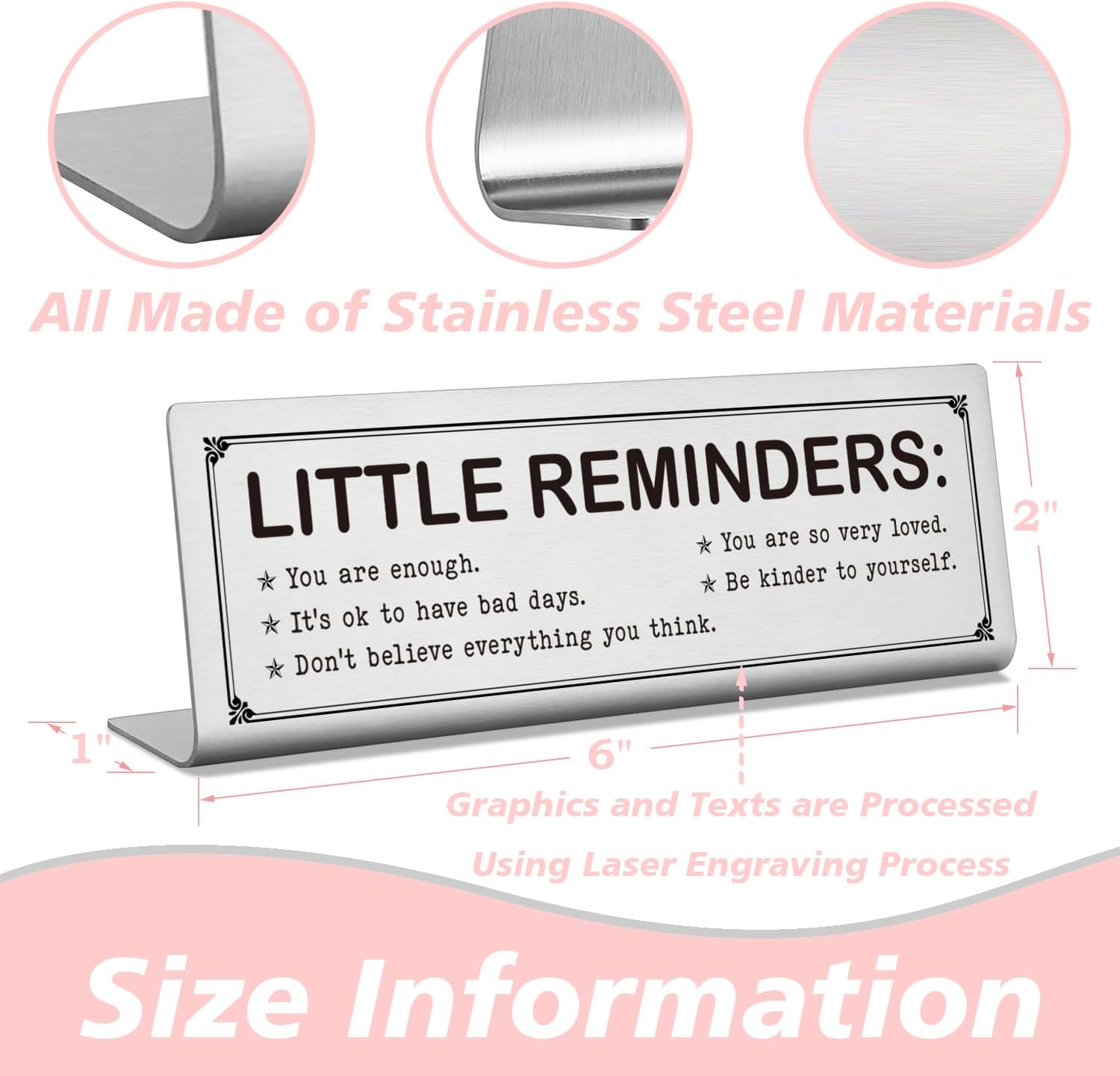 Motivational Office Decor Signs for Cubicle Decor or Desk Decorations, Little Reminders Work Decorations Office Desk Accessories, Mental Health Gifts for Women, DSG155