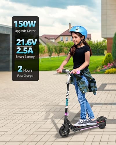 Gyroor H30 Max Electric Scooter for Kids, LED Dispaly, 150W Powerful Motor, Dual Brake System, Adjustable Height and Speed, Best Presents for Kids