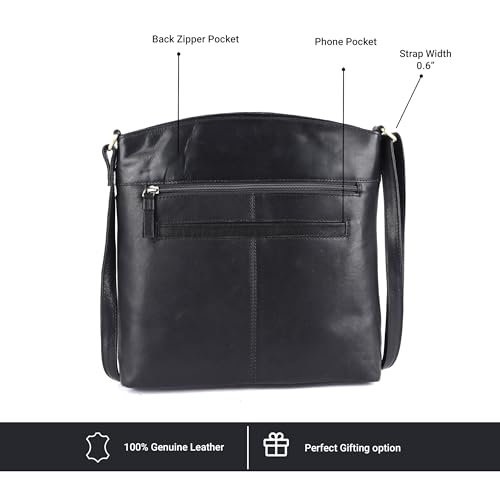 Terry Large Soft Real Leather Womens Crossbody Handbags and Purses-Triple Zip Premium Sling Crossover Shoulder Bag