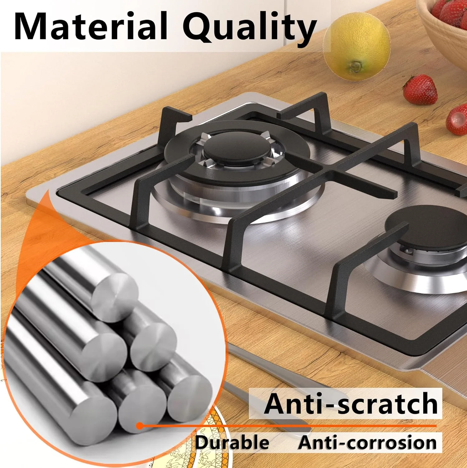 KOXKING 2 Burner Gas Cooktop, 12 Inch NG/LPG Dual Fuel  Gas Stove Top, Stainless Steel Propane Cooktop with Thermocouple Protection, Bulit-in Gas Hob