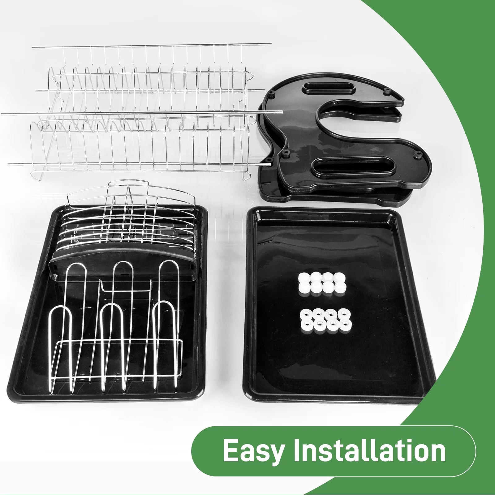 UBesGoo Home Basics Dish Plastic Drainer Washing Dryer, 2-Tier, Black