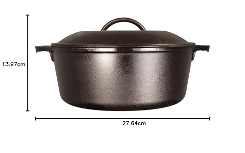 Lodge 5 Quart Cast Iron Double Dutch Oven – Pre-Seasoned – Lid Converts to 10.25